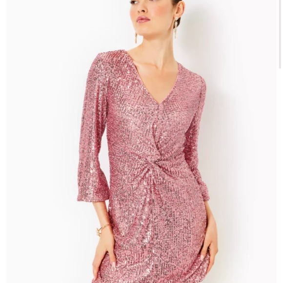 Lilly Pulitzer Estrella Conch shell Pink Sequin  Dress - Picture 2 of 7